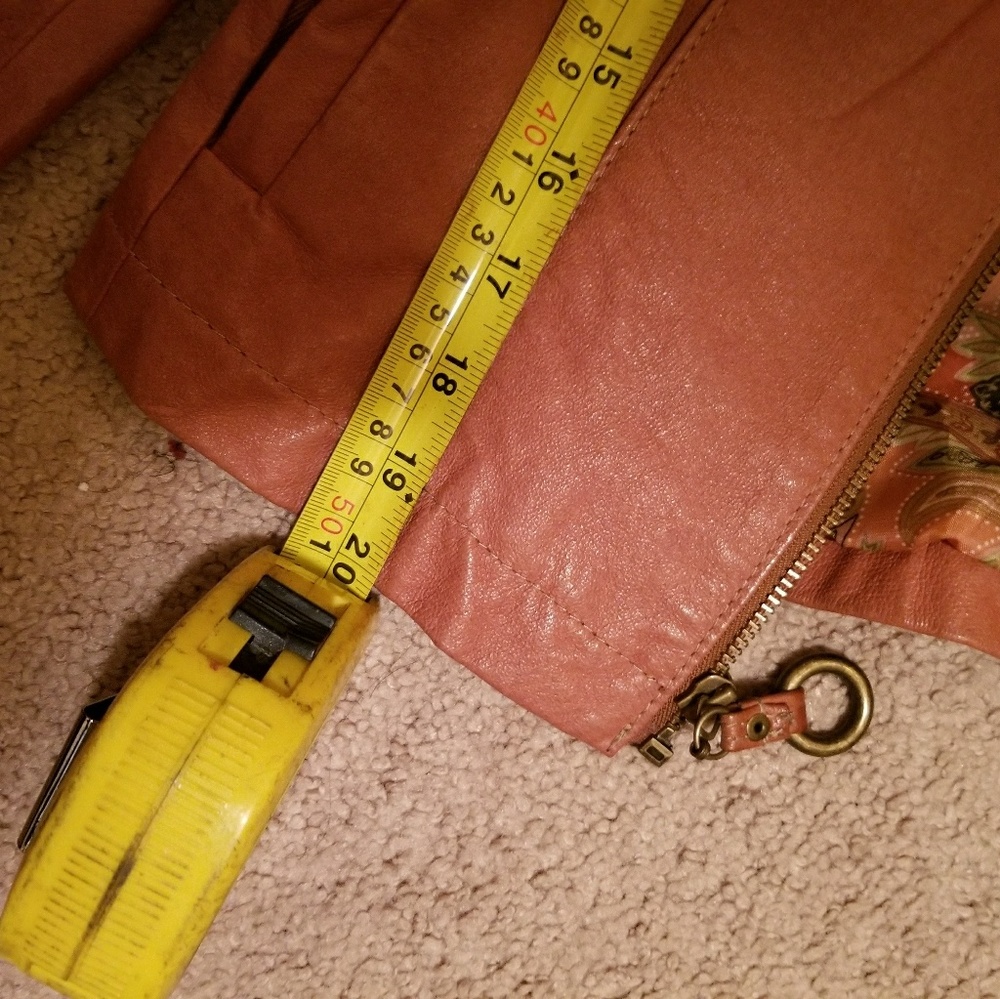 Leather coat( salmon color